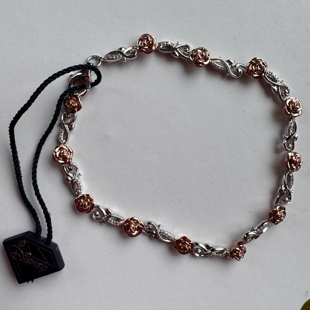 Disney Rose Gold and Silver Floral Bracelet